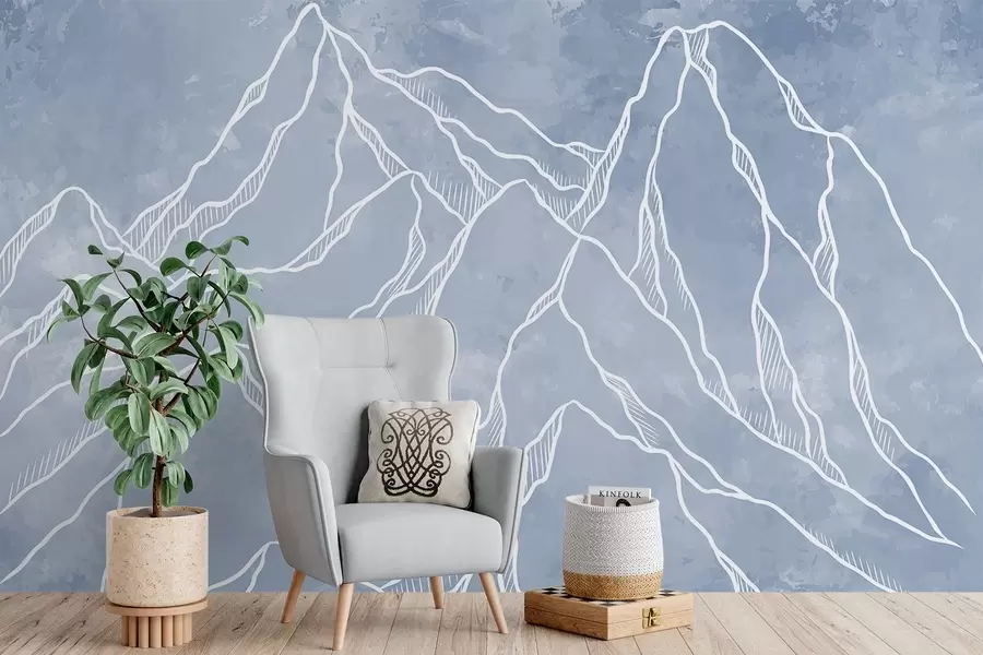 Fototapet Schematisk framställning av bergstoppar w02524v2