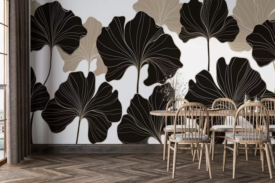 Fototapet Stiliserade bladkonturer w02525v2