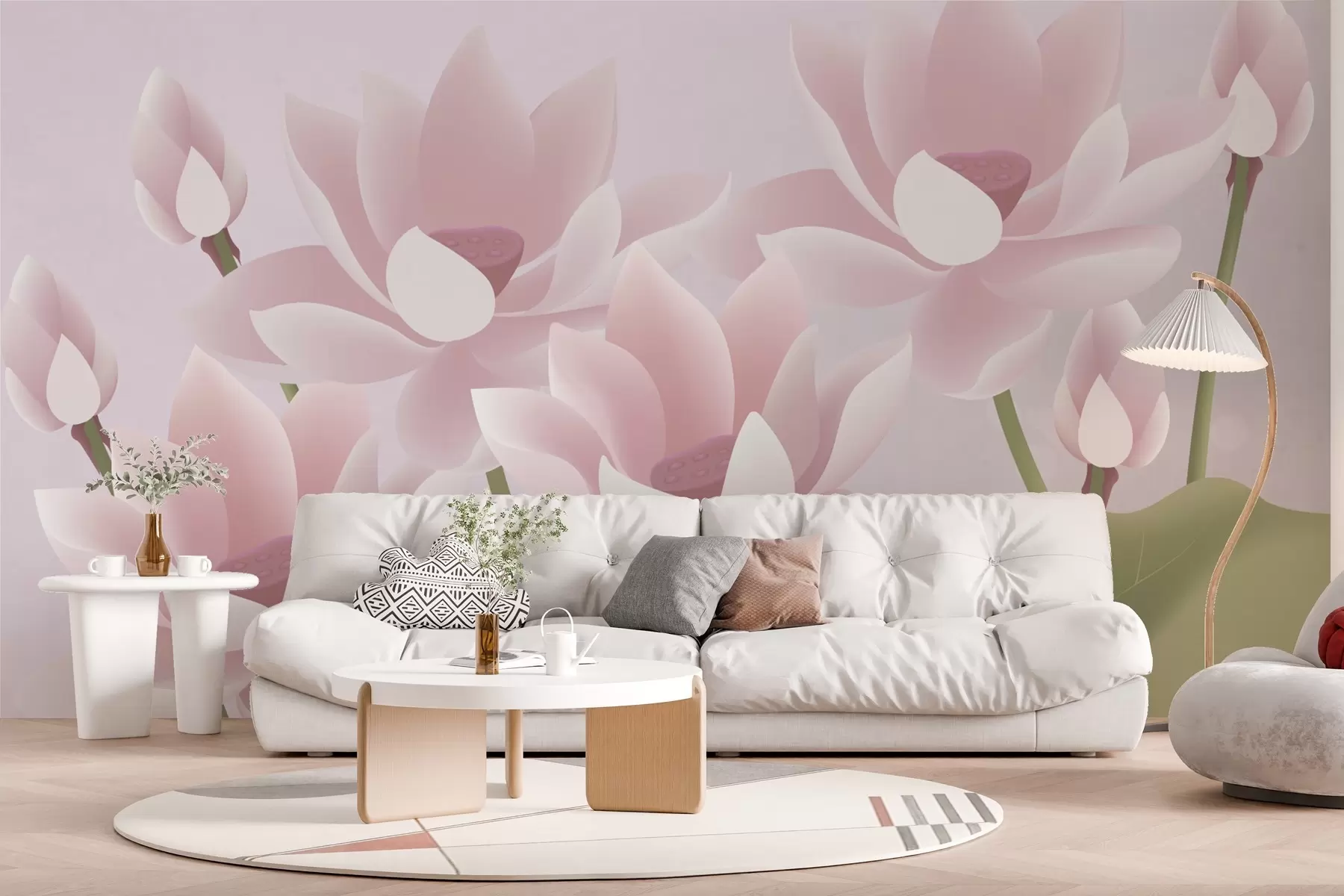 Fototapet rosa stora lotusblommor w02563