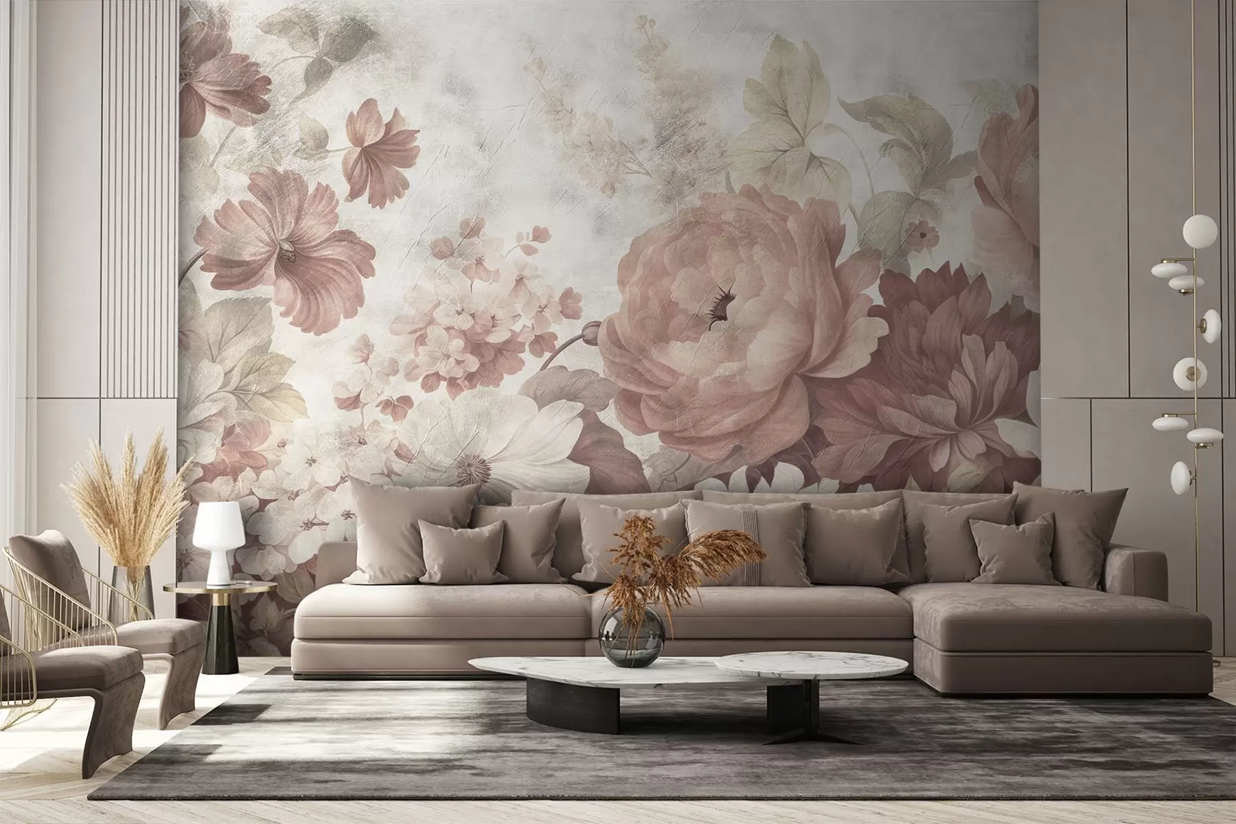 Fototapet Stora blommor på en åldrad bakgrund w08516