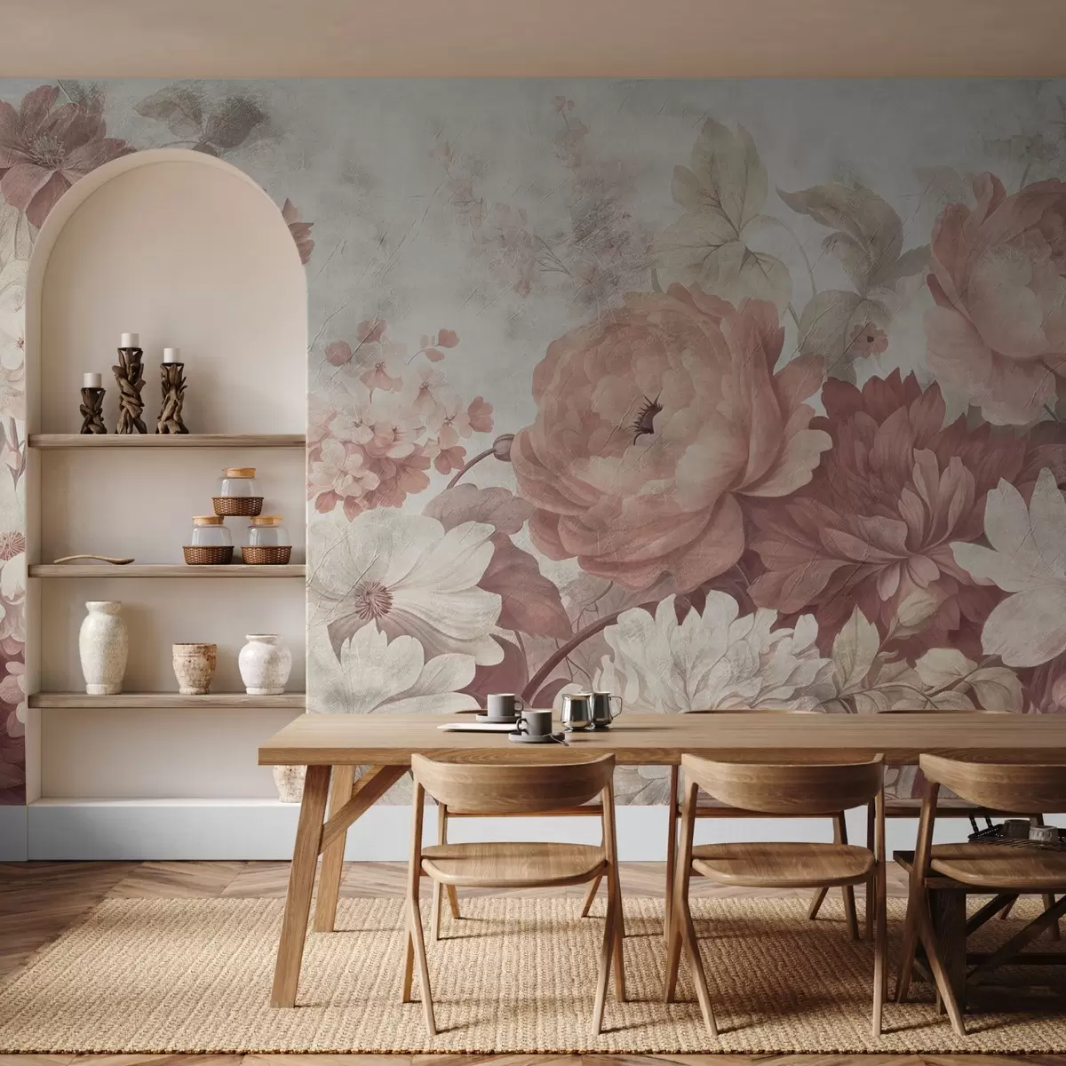 Fototapet Stora blommor på en åldrad bakgrund w08516