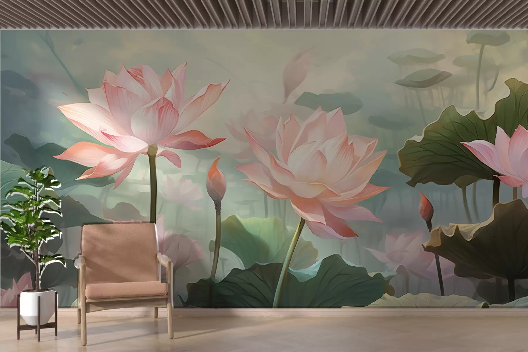 Fototapet Stora liljekonvaljer i rosa w02600