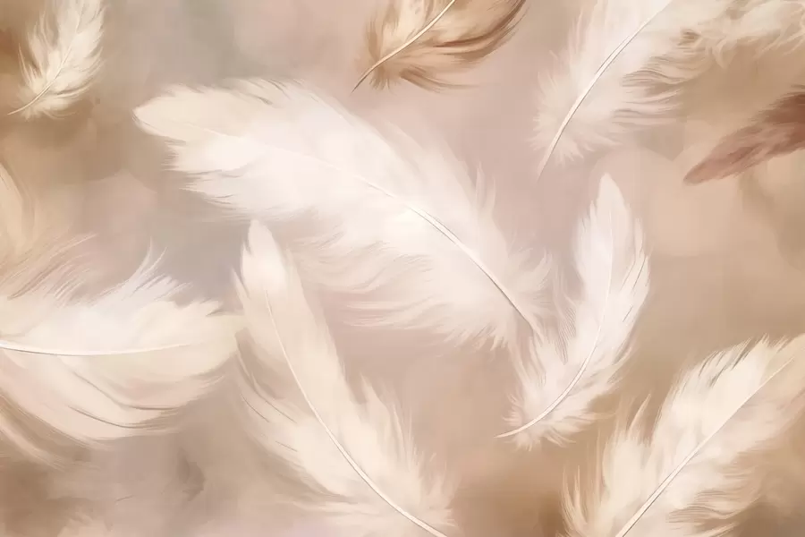 Fototapet Stora fjädrar i beige w02601v1