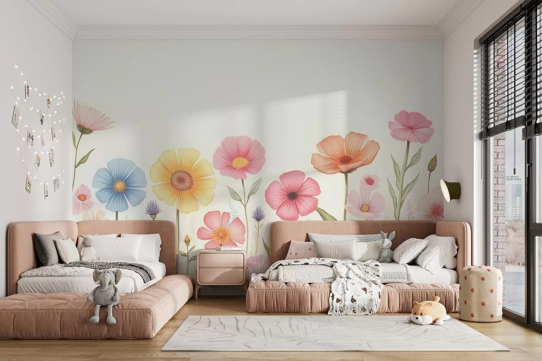 Fototapet Mjukt blommande trädgård i akvarellstil w02613