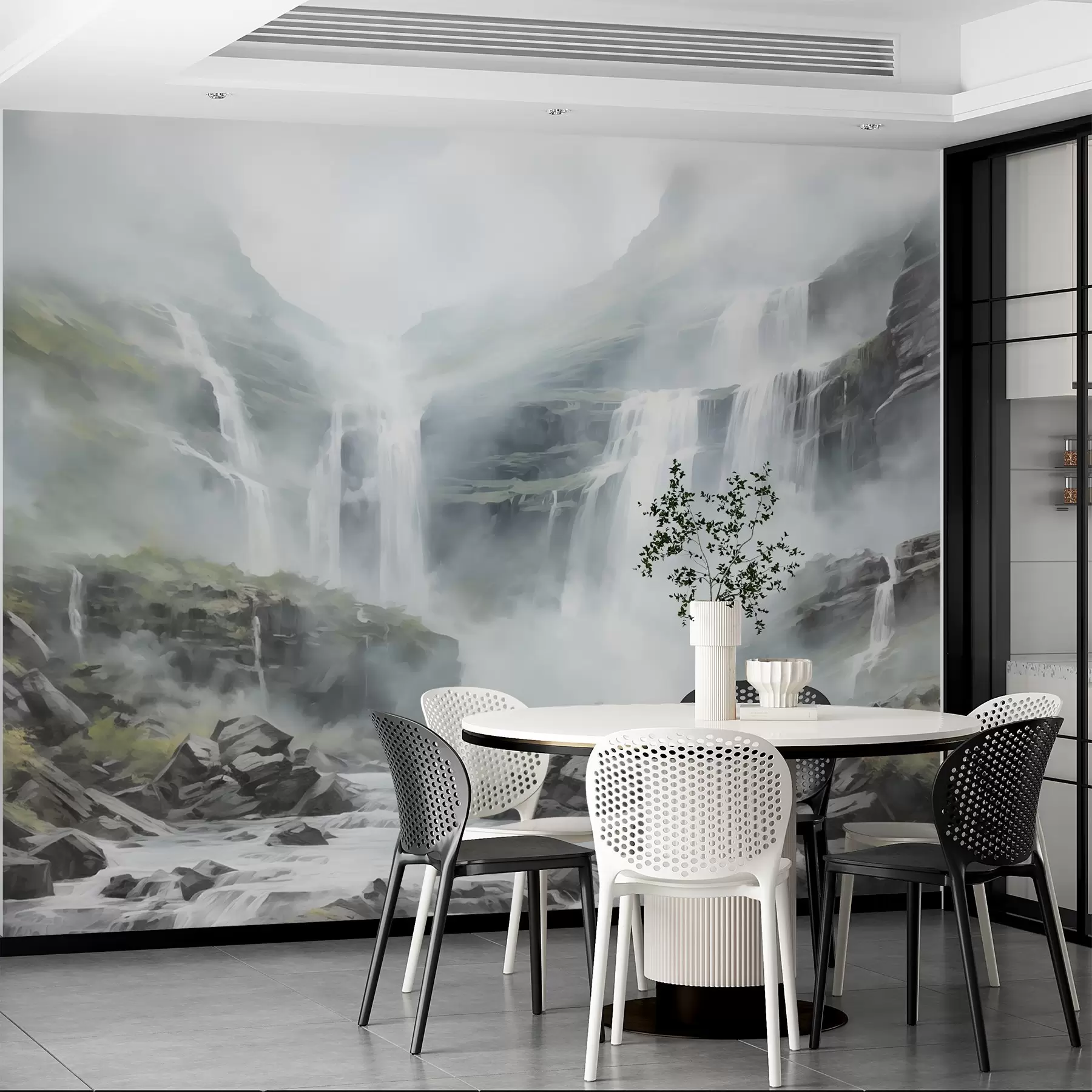 Fototapet Vattenfall i dimma w08572