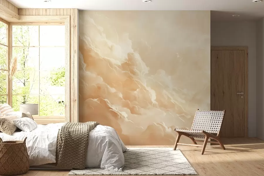 Fototapet Beige himmel med moln i en pittoresk stil w08550