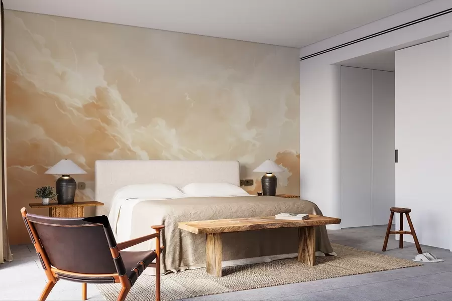 Fototapet Beige himmel med moln i en pittoresk stil w08550
