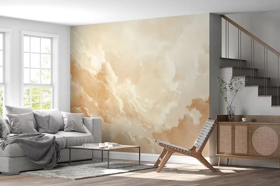 Fototapet Beige himmel med moln i en pittoresk stil w08550