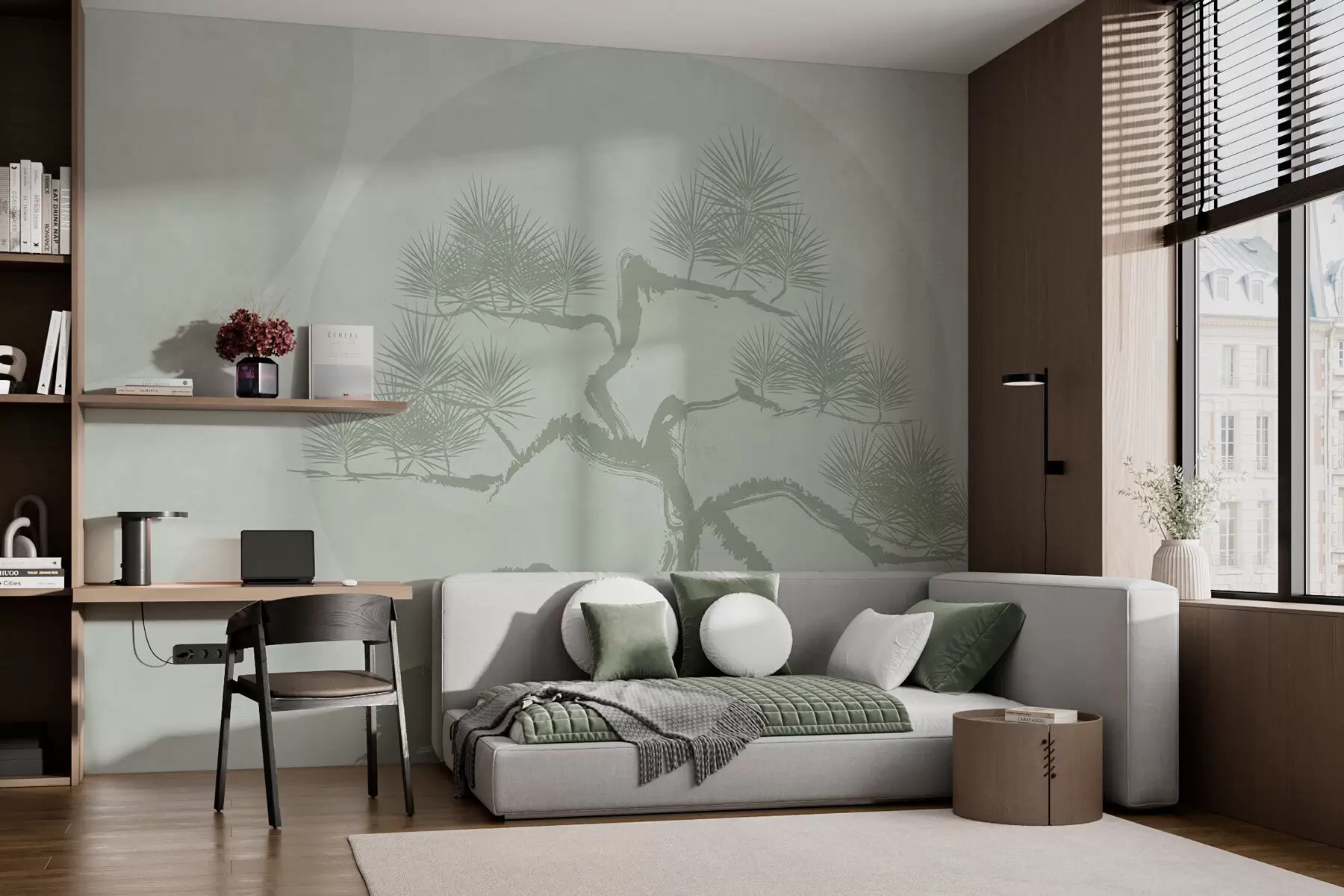 Fototapet Bonsai Japansk minimalism geometri grunge bakgrund w08556v2