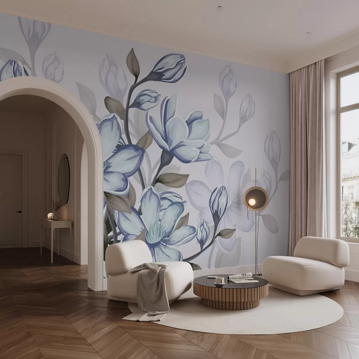 Fototapet stora blå blommor w02663v1