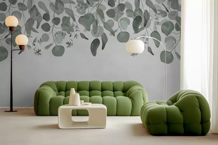 Fototapet bladen på toppen är gröna w02668v1