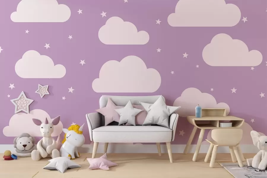 Fototapet Stjärnhimmel i en rosa nyans w02649v3