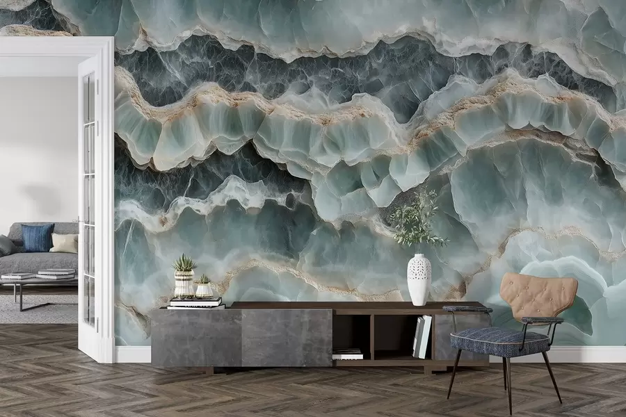 Fototapet Marmoryta i stil med en imitation av vågiga hartslinjer w08561