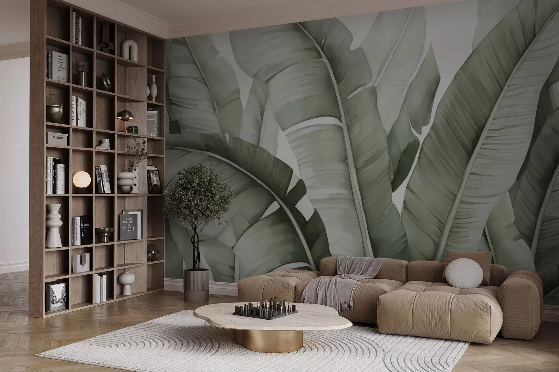 Fototapet Tropiska stora blad imitation akvarell w02703v1