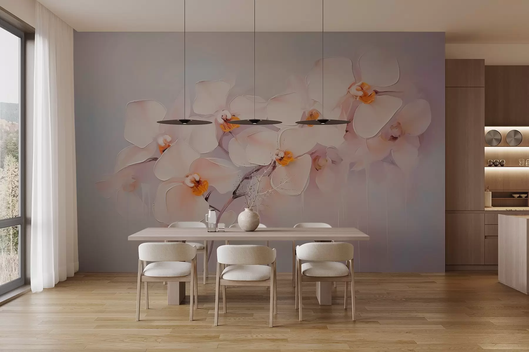 Fototapet Målning med imitation av orkidégren w02707