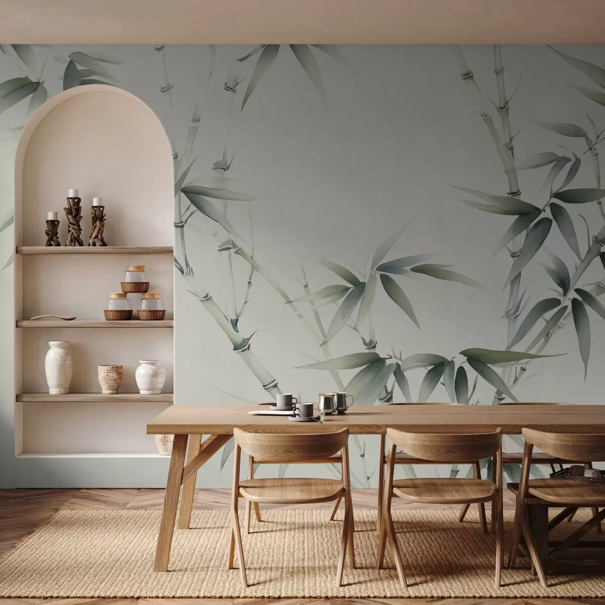 Fototapet Bambuimitation akvarellstil w02709