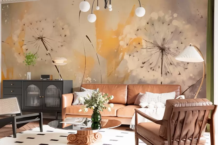 Fototapet Suddiga maskrosor i pastellfärger w02699