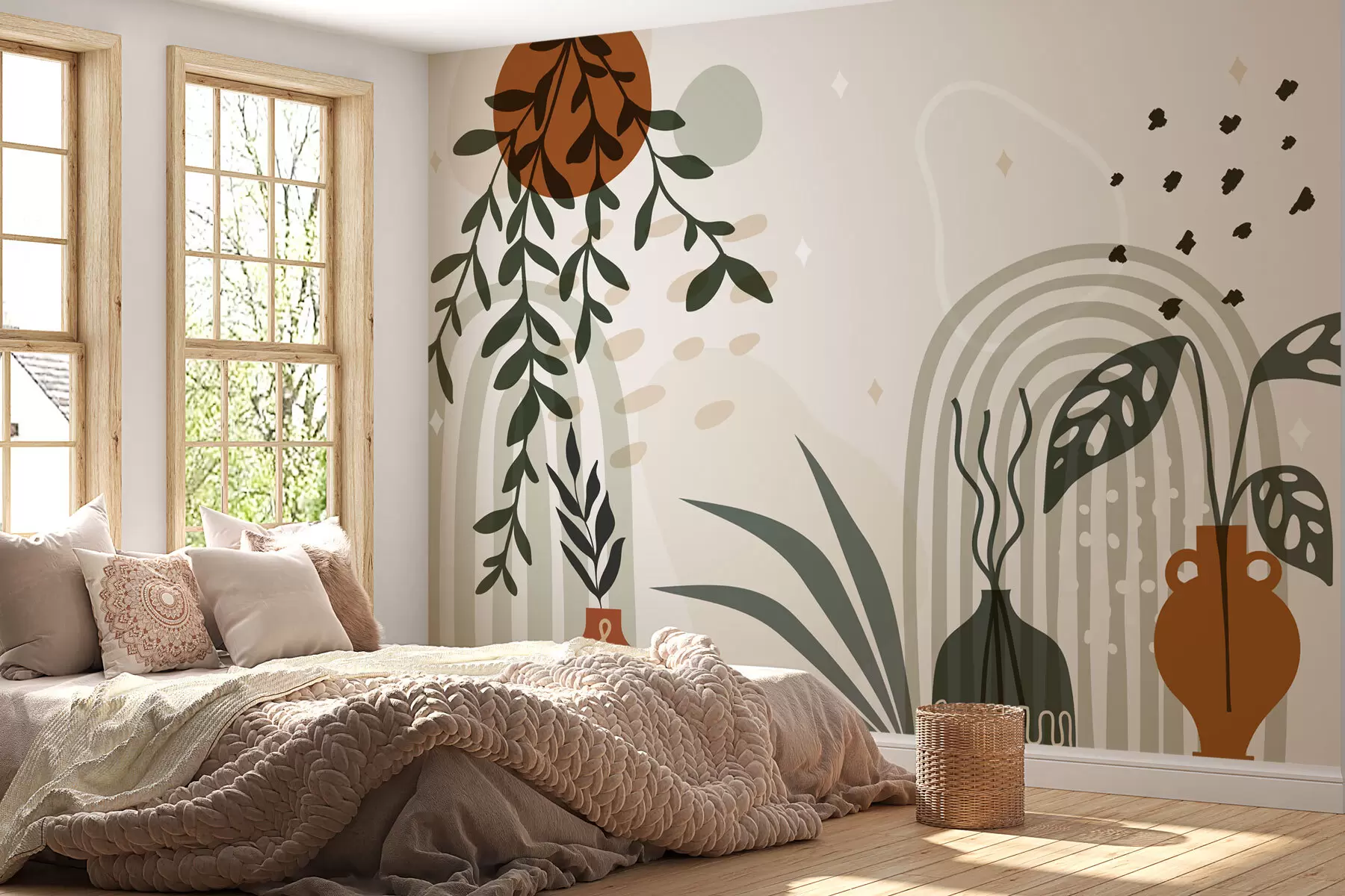 Fototapet Bågar och blommor i Boho-stil w02752