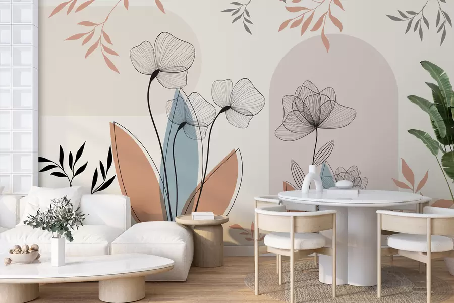 Fototapet Blommor och grenar i Boho-stil w02754