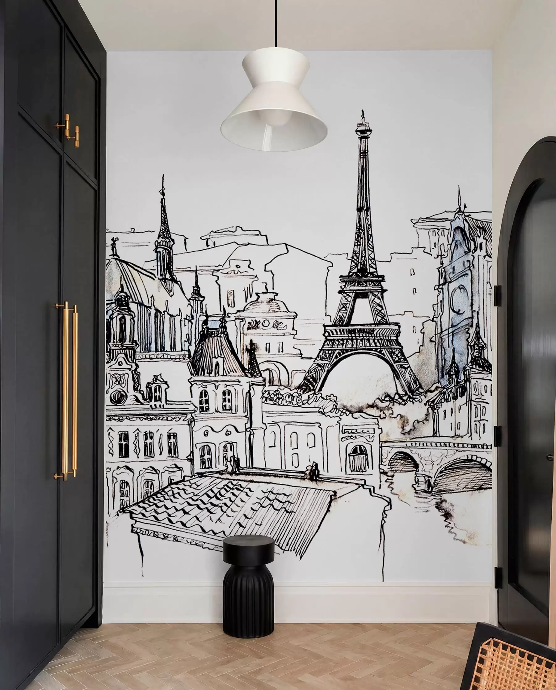 Fototapet Paris skyline i konstnärlig kontur u77704