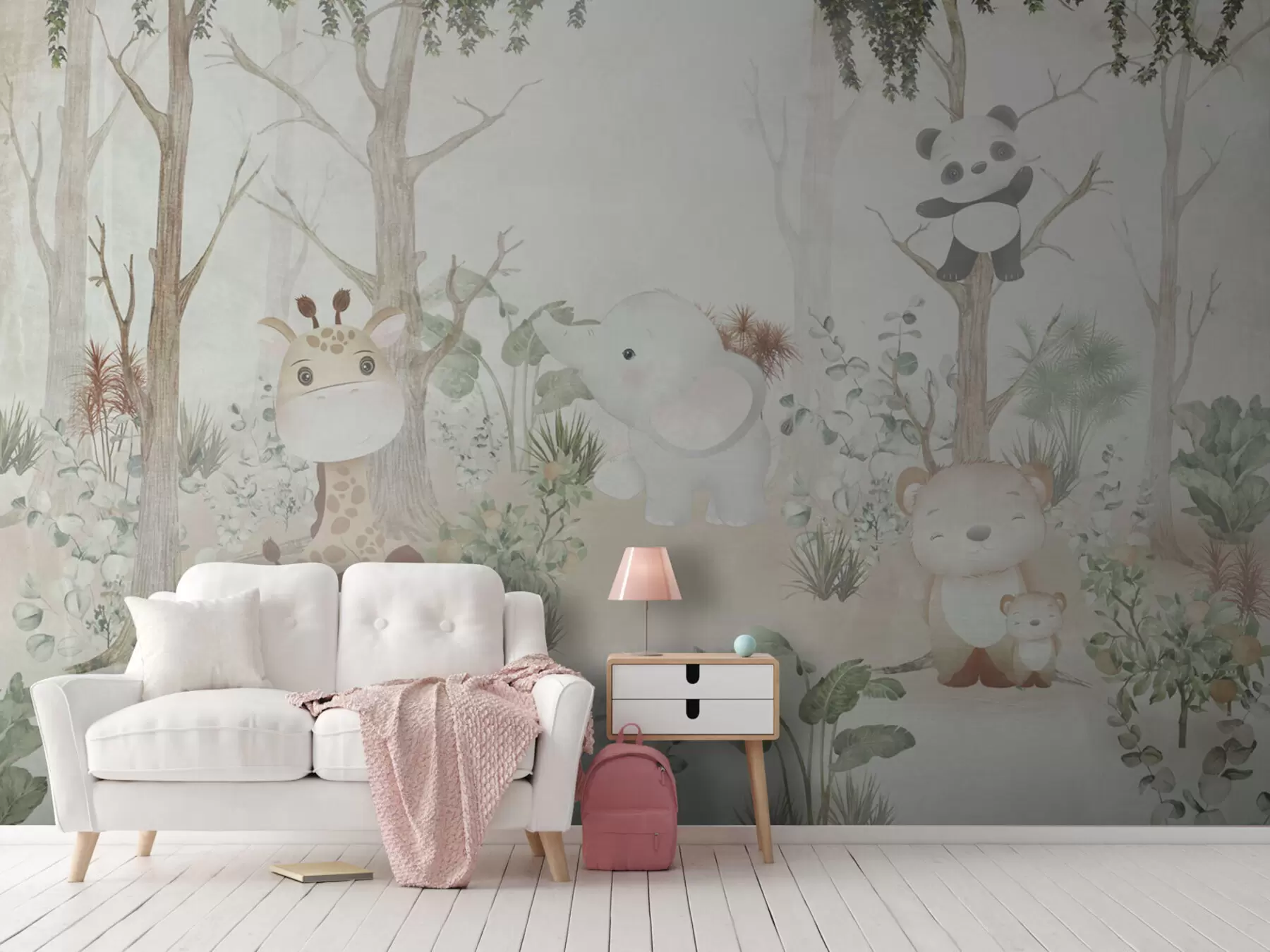 Fototapet Bedårande djur som utforskar en fridfull skog u73879