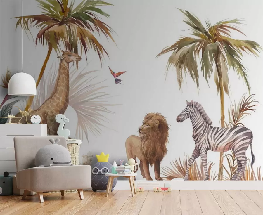 Fototapet Vilda djur under tropiska palmer u51895