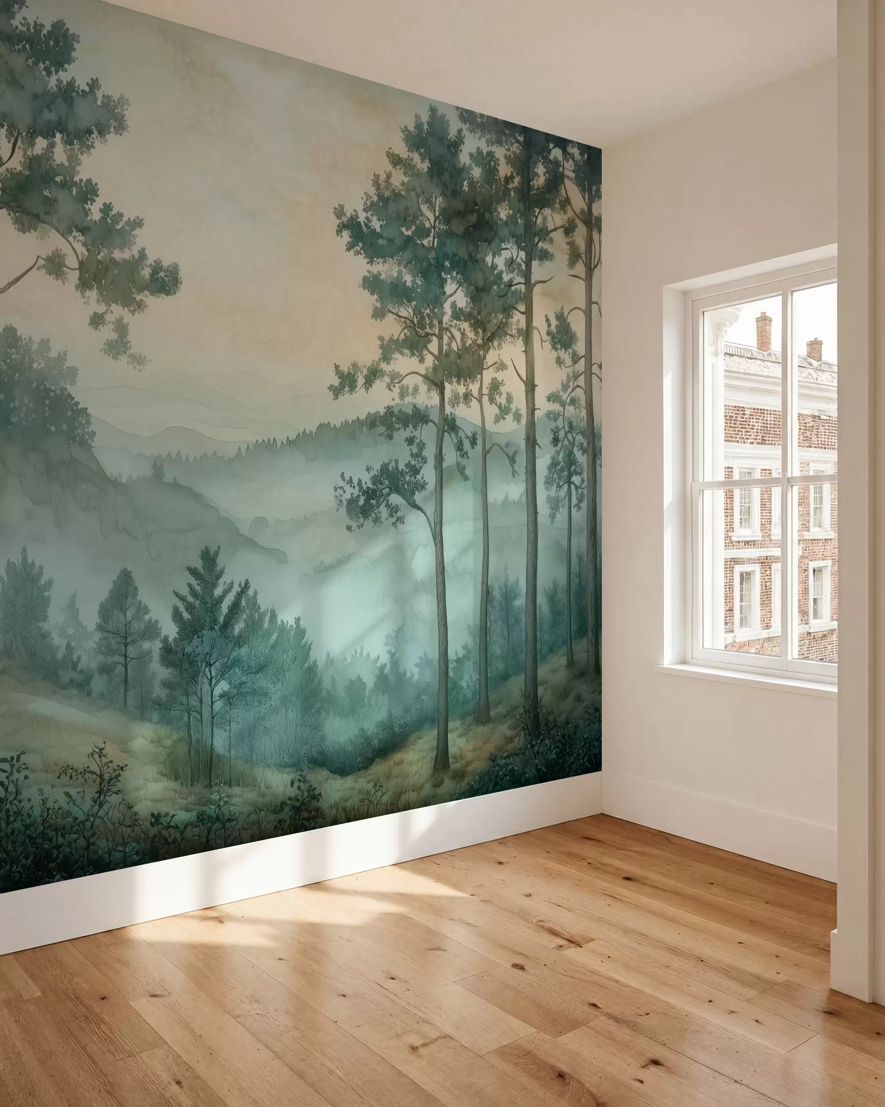 Fototapet panorama över skogen med kullar w02690