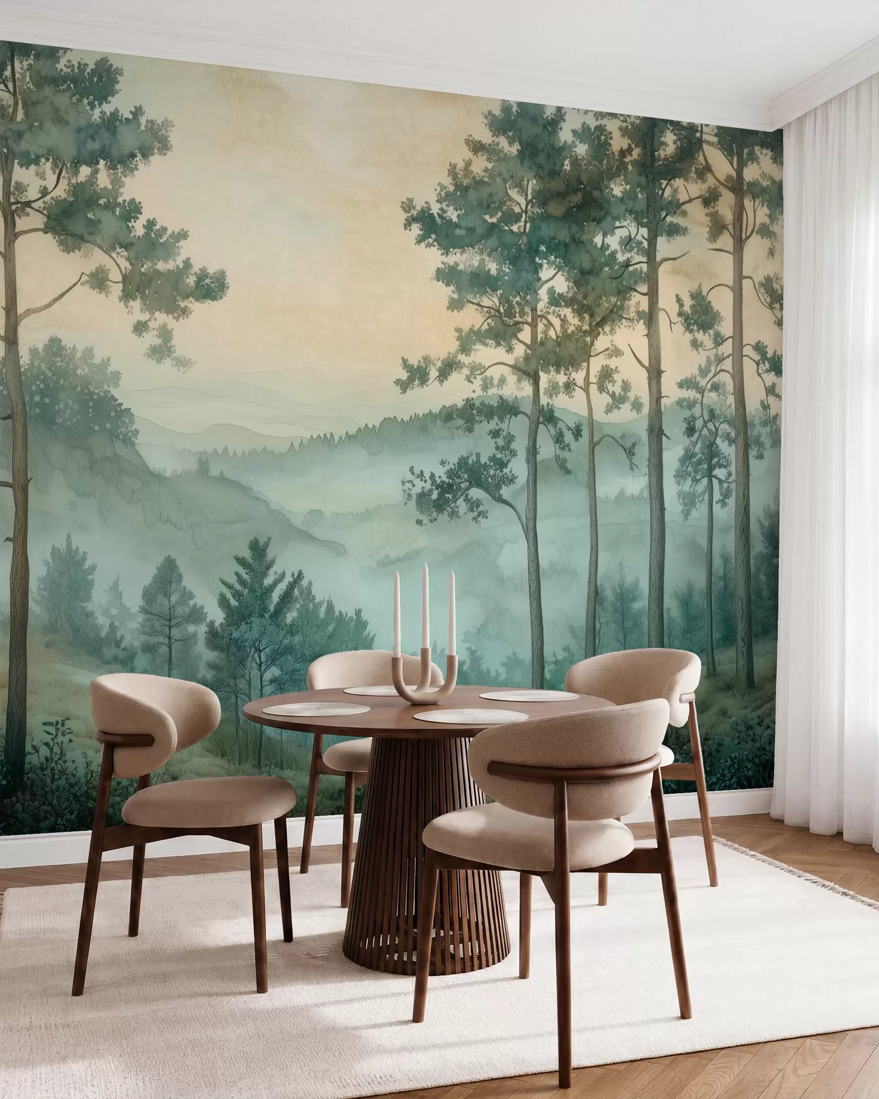 Fototapet panorama över skogen med kullar w02690