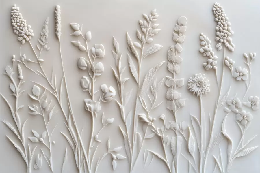 Fototapet Eleganta vildblommor i stucco-stil w08631