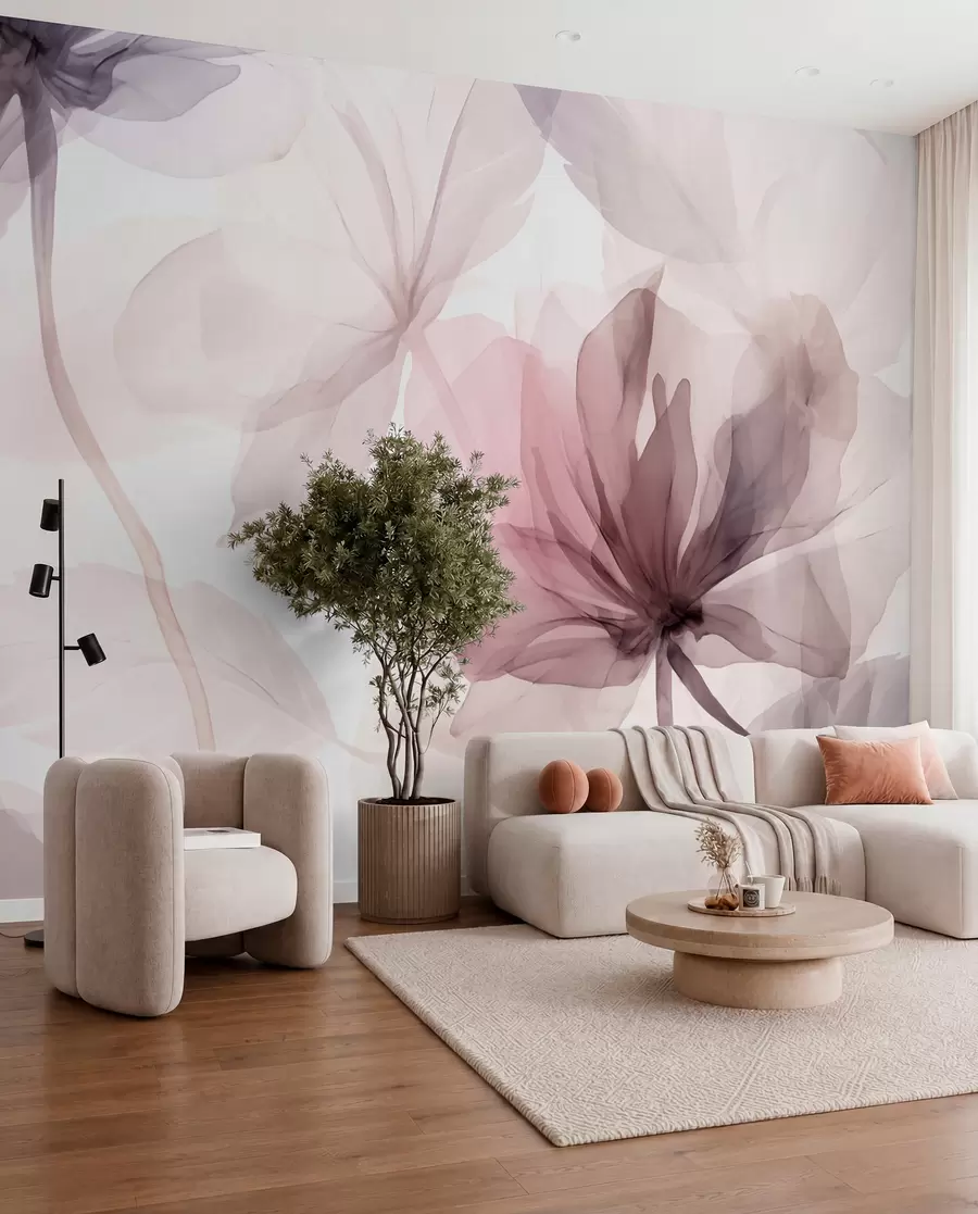 Fototapet Efemära blommor i skira pastellfärger w02755