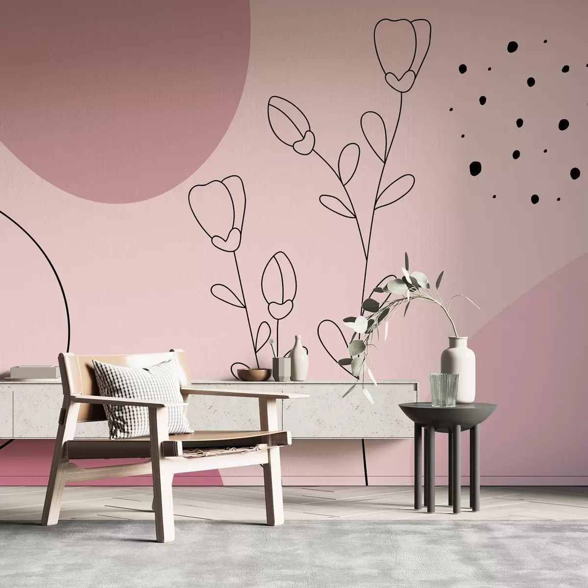 Fototapet abstraktion i rosa färger w02803