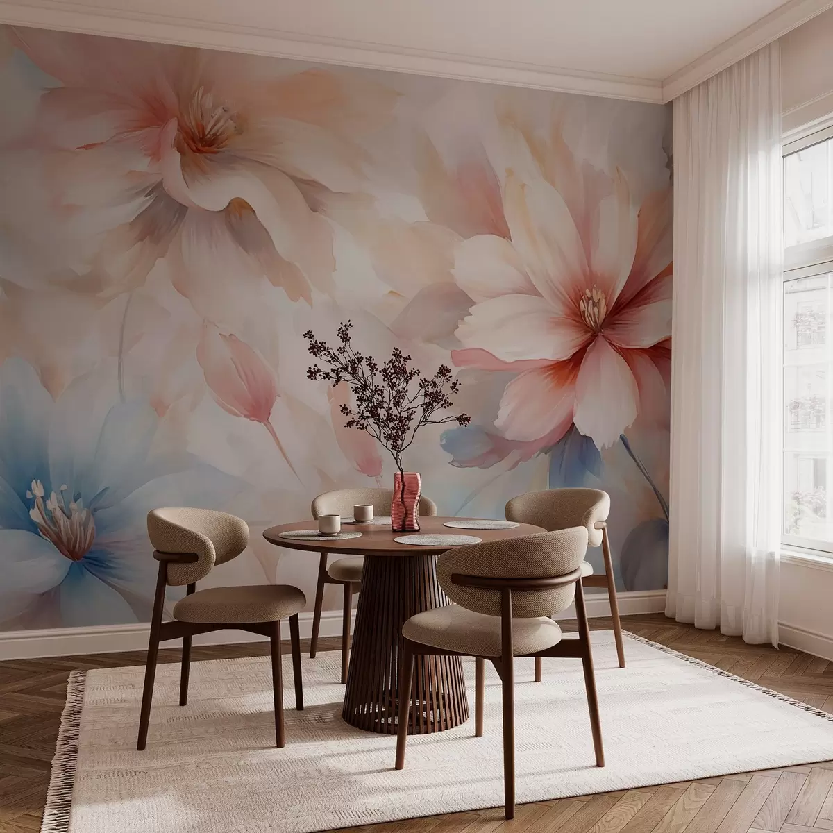 Fototapet Abstrakta blommor imitation av akvarell w02791