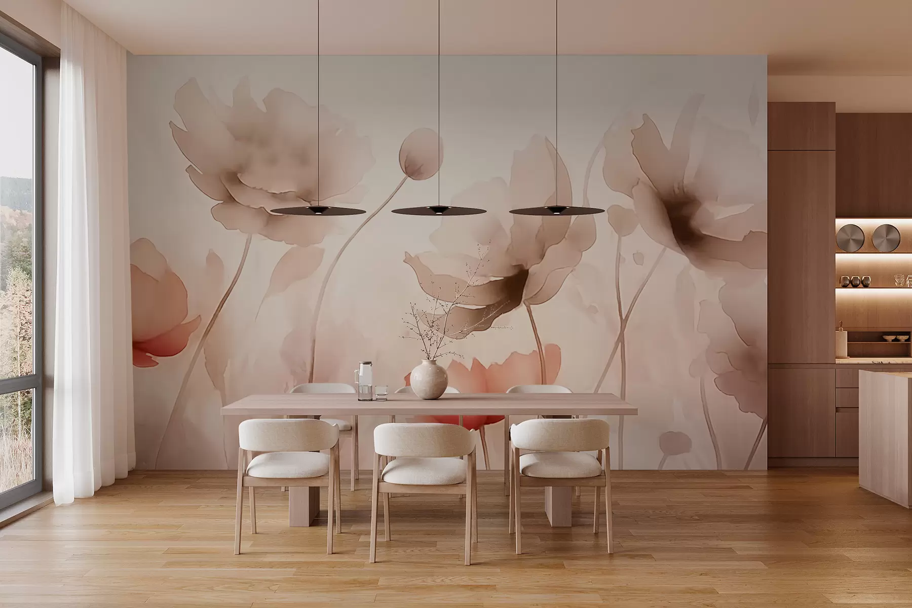 Fototapet Vallmo över bergen w02820