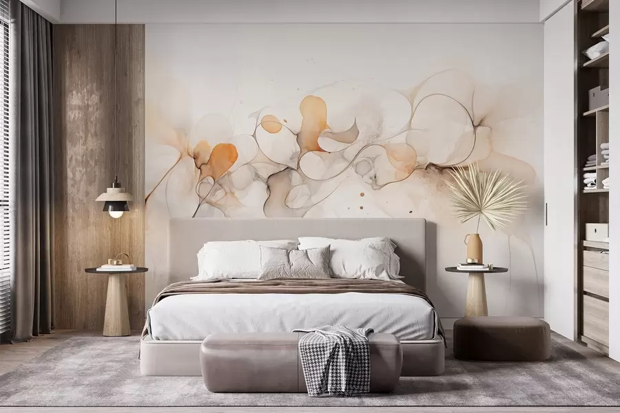 Fototapet Flytande konststil, abstraktion, mjuka beige färger w02745