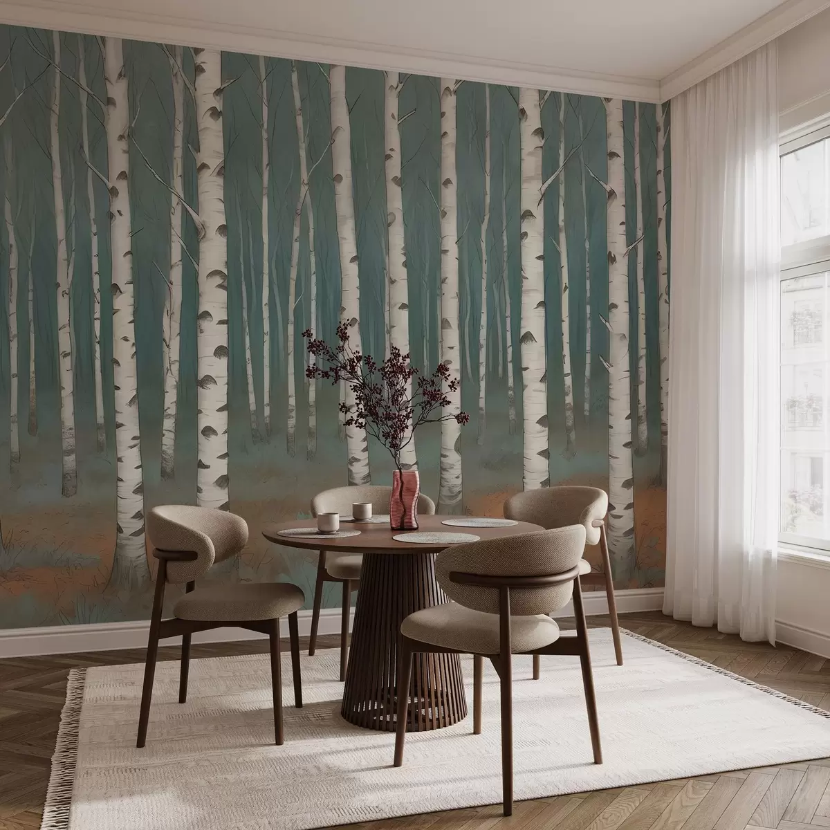 Fototapet Akvarell björkar w02845