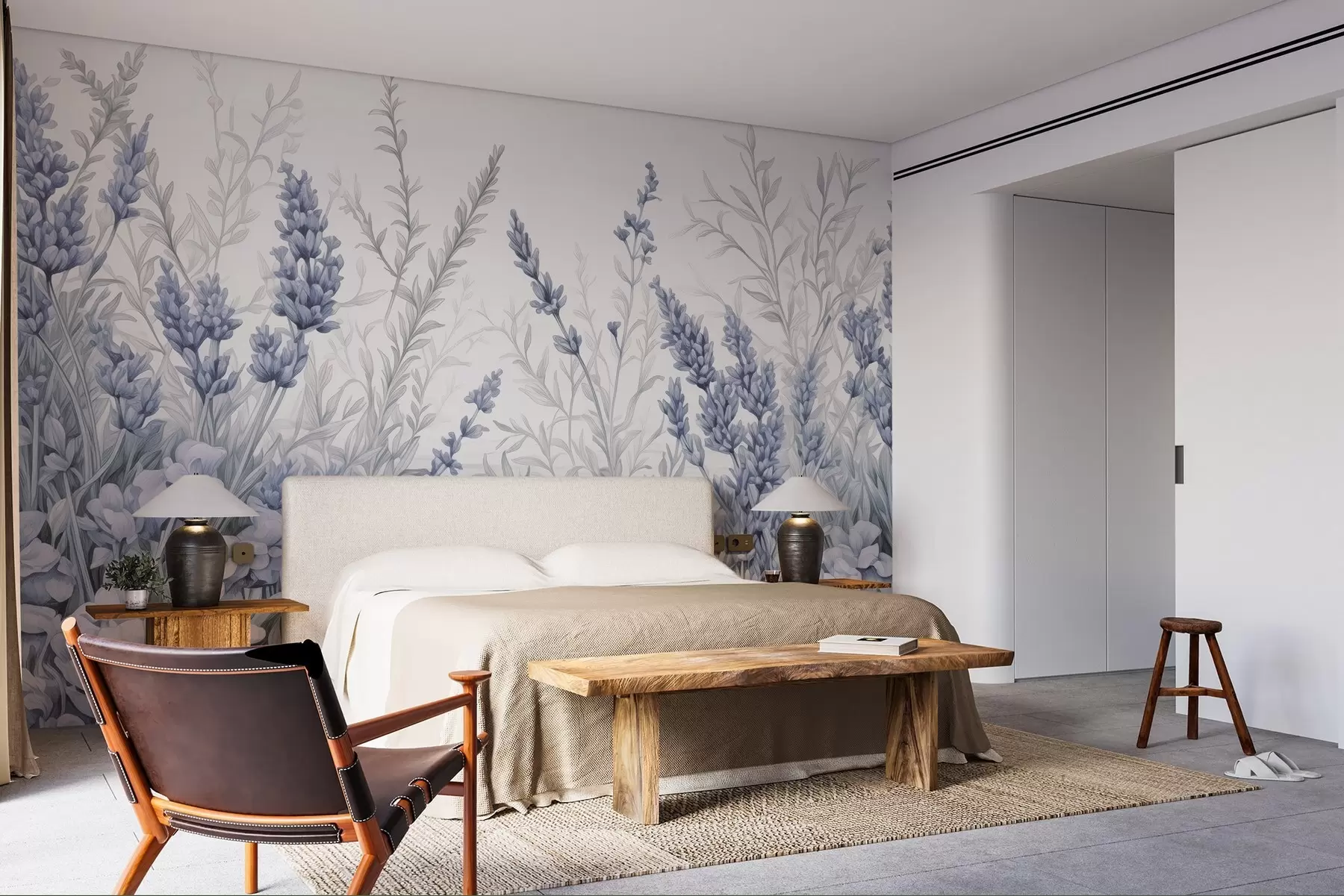 Fototapet Blommande fält i akvarell i pastellfärger w02847v1