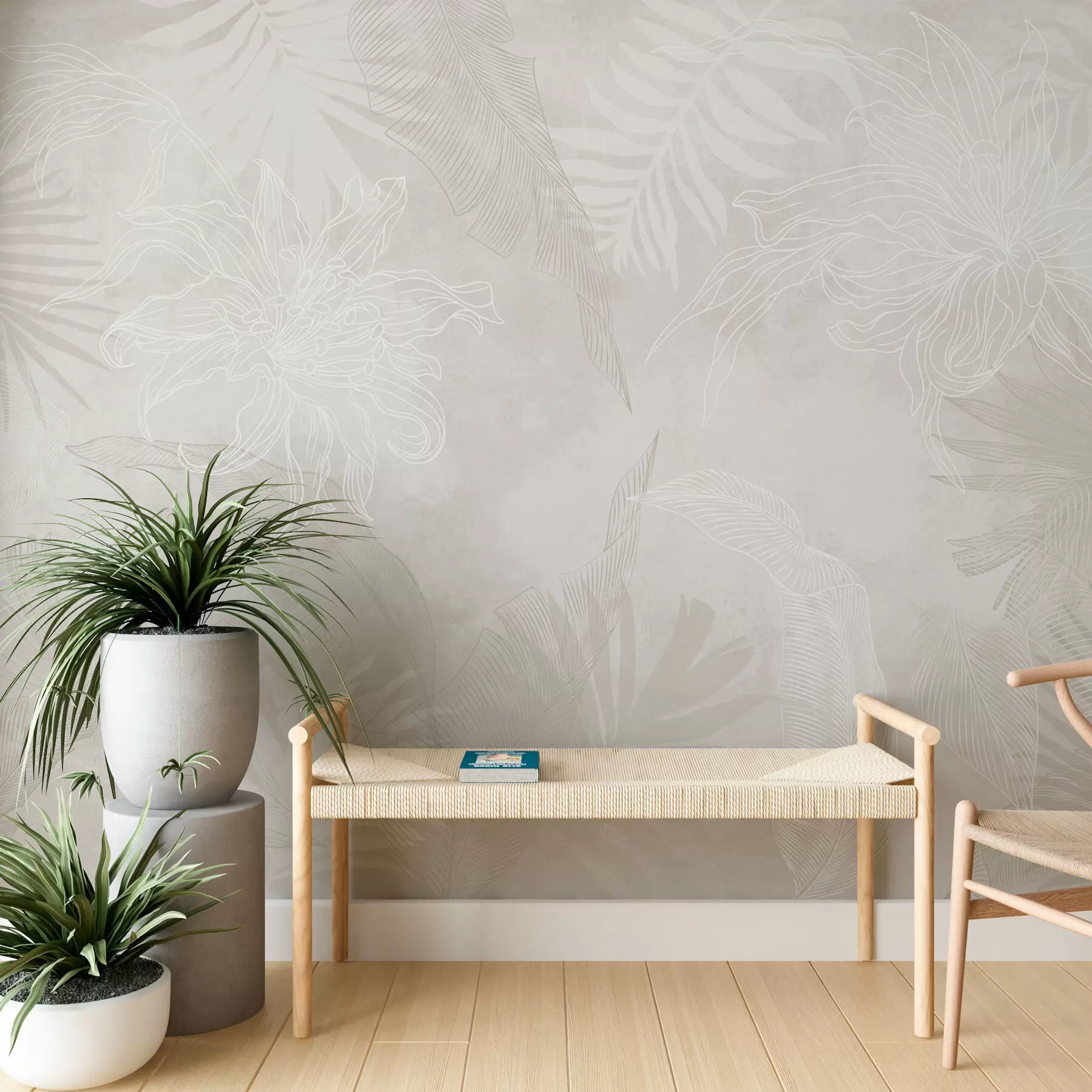 Fototapet Tropiskt bladverk med grunge-effekt w02737v1