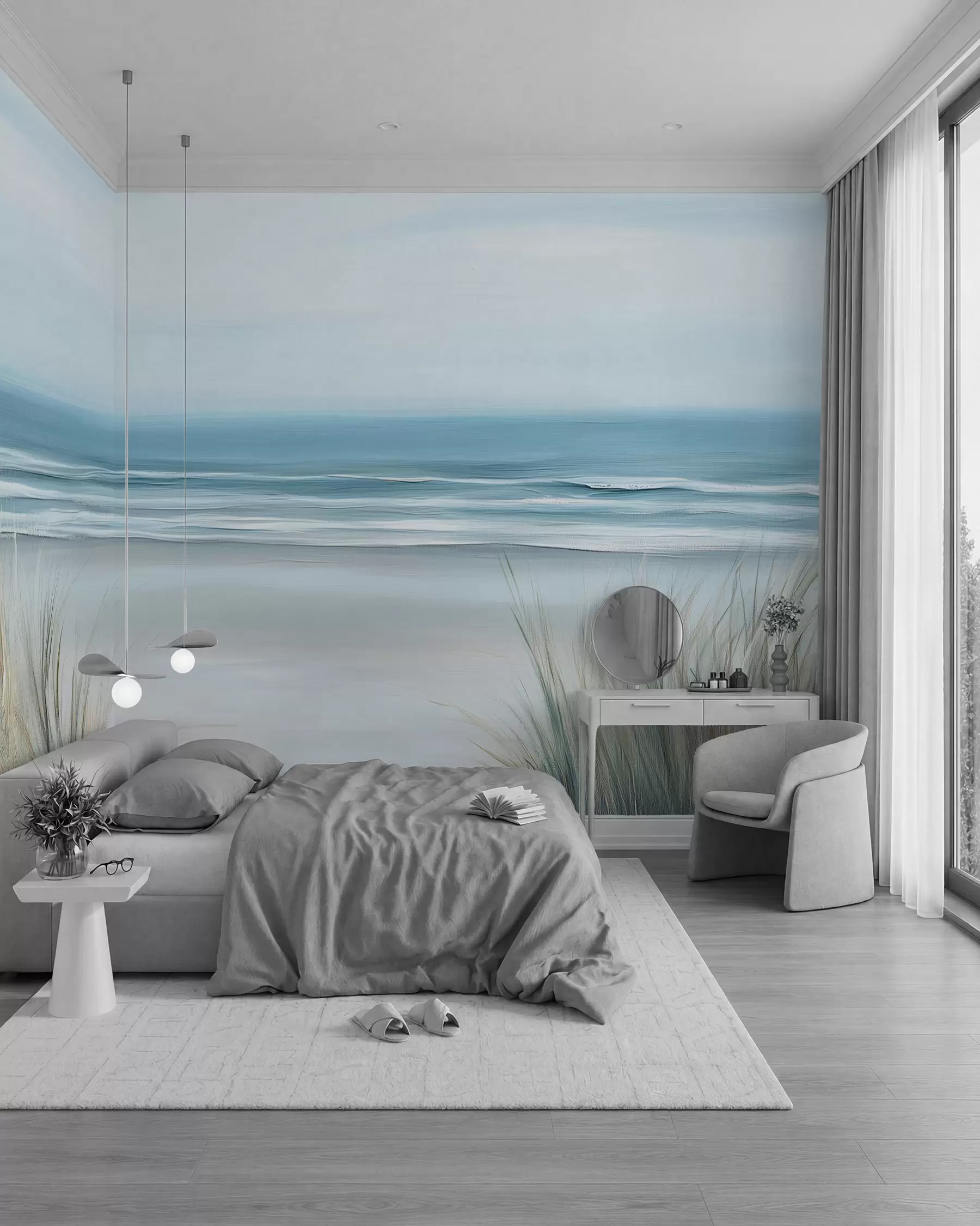 Fototapet Landskap med en vild strand i stil med oljemålning w02869
