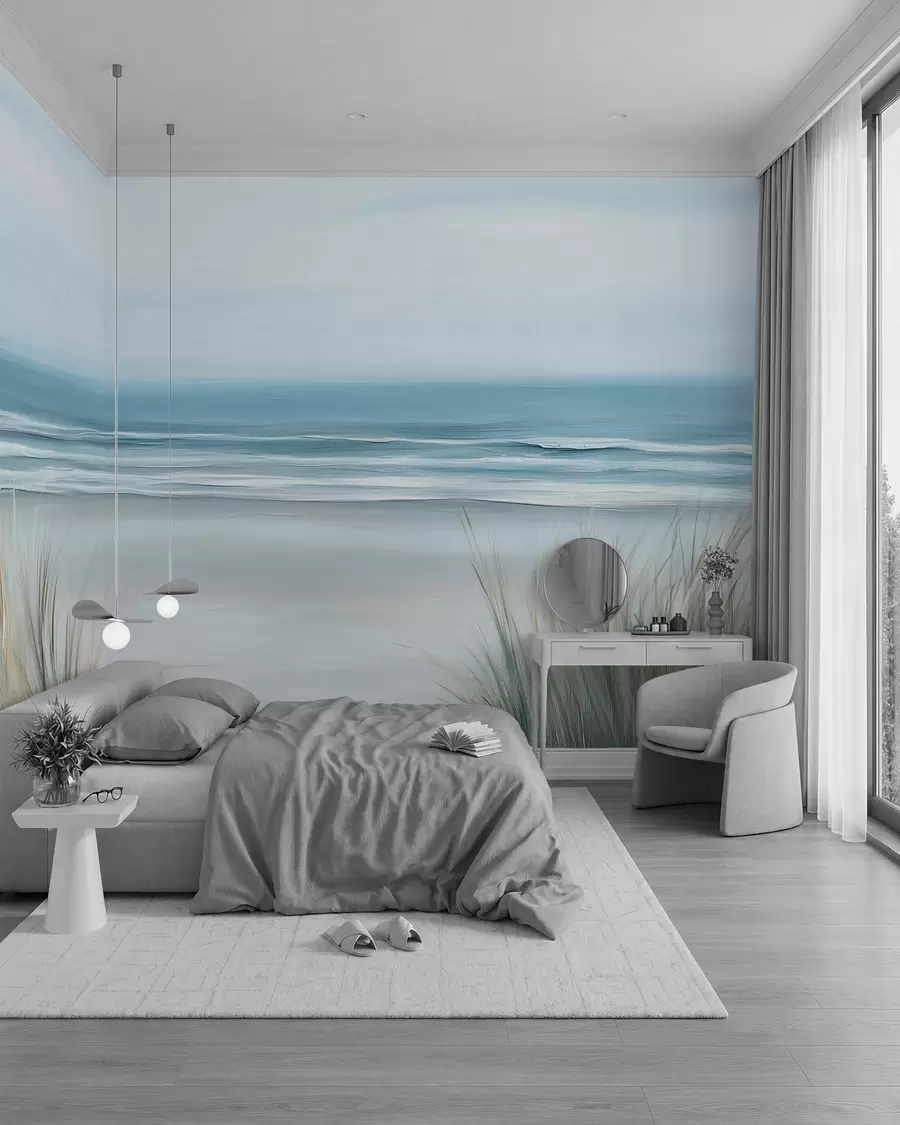 Fototapet Landskap med en vild strand i stil med oljemålning w02869