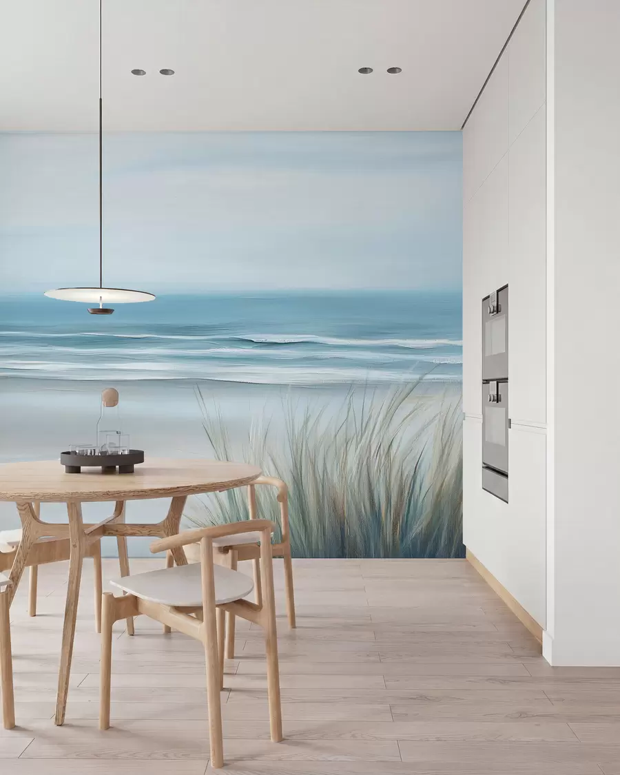 Fototapet Landskap med en vild strand i stil med oljemålning w02869