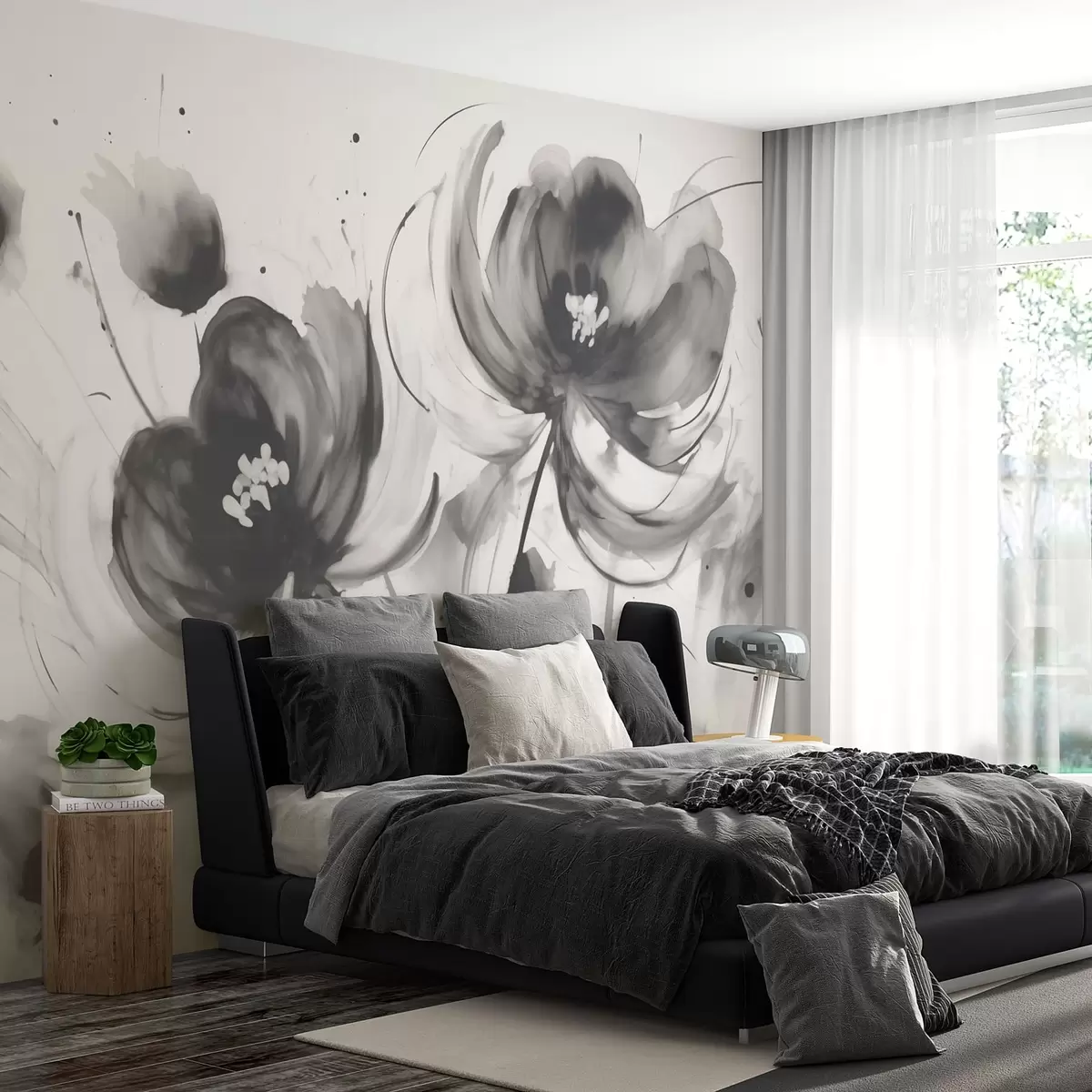 Fototapet Svarta blommor w02878