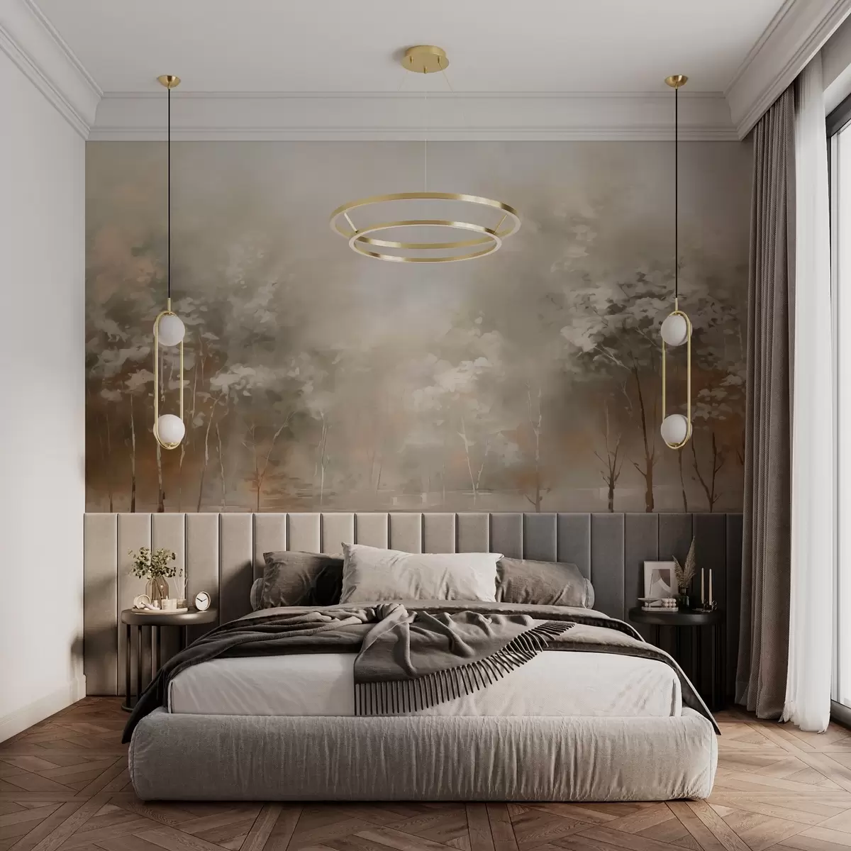 Fototapet Abstrakt imitation av målning i trädgård w02928