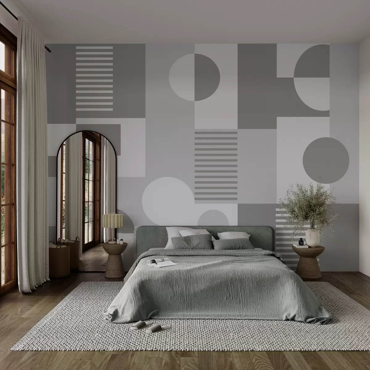 Fototapet Geometriska former i blått och grått w02916