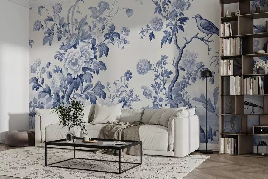 Fototapet Målad trädgård i svartvitt w02977