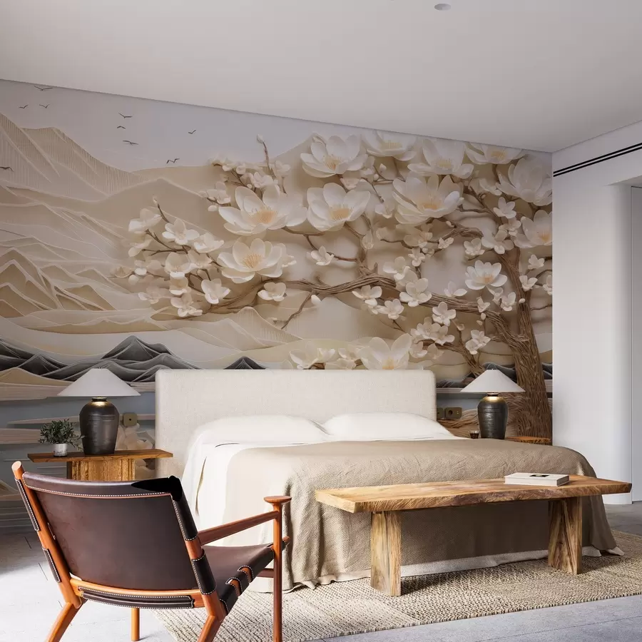 Fototapet Abstrakt skog över floden w02981