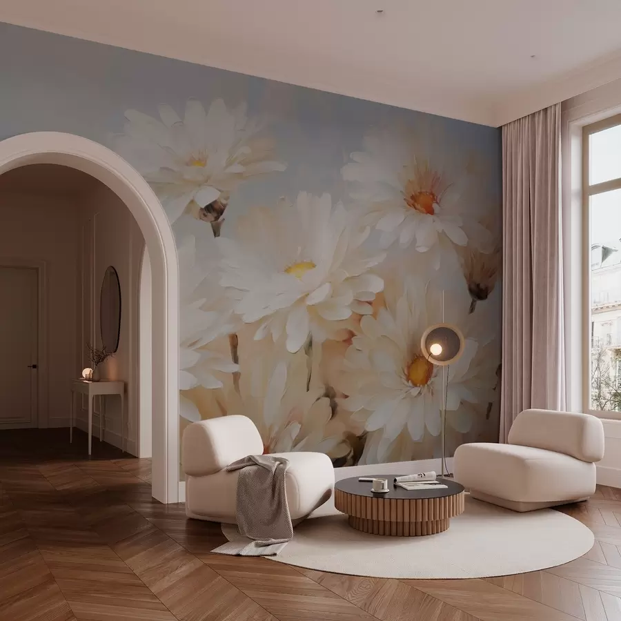 Fototapet Chrysanthemums imitation oljemålning w03034