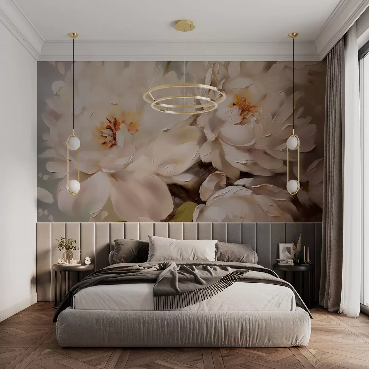 Fototapet Stor imitation av pioner oljemålning w03035