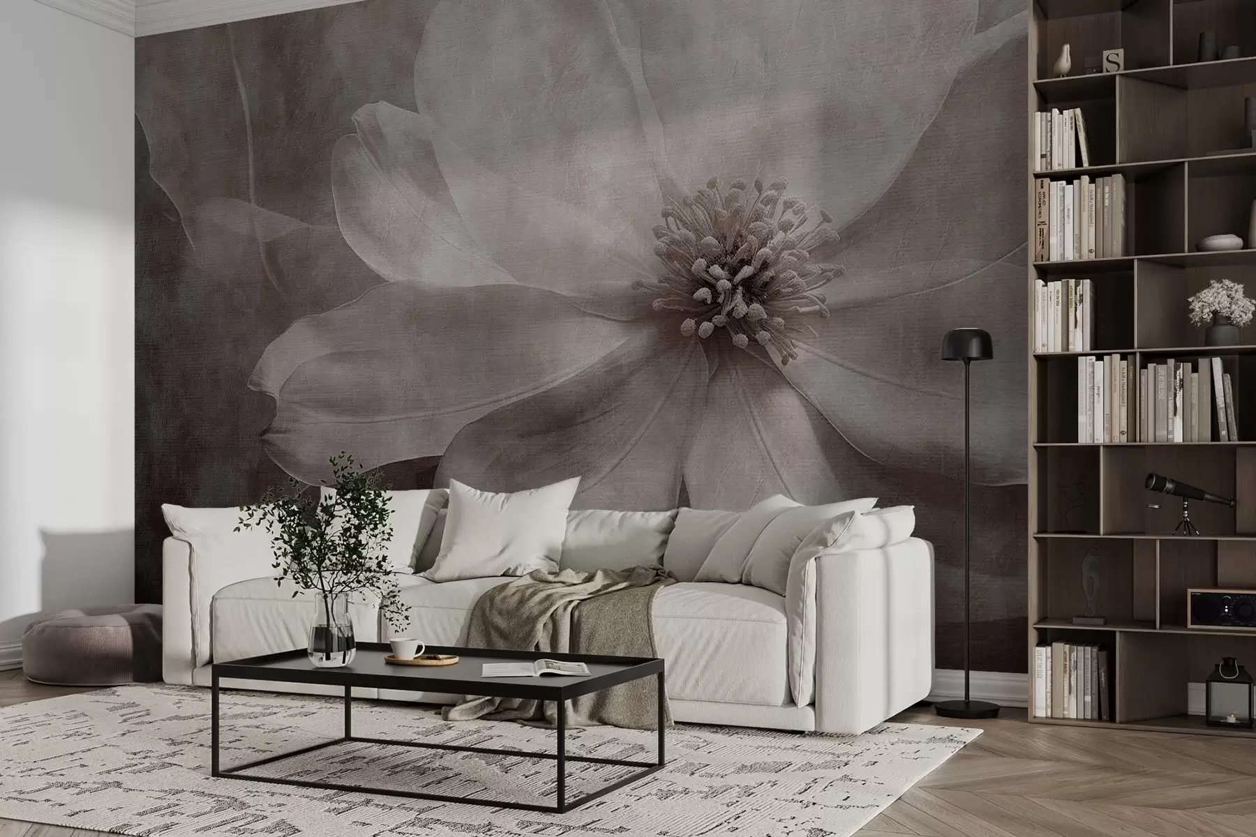 Fototapet Stor abstrakt blomma på åldrad bakgrund w08731