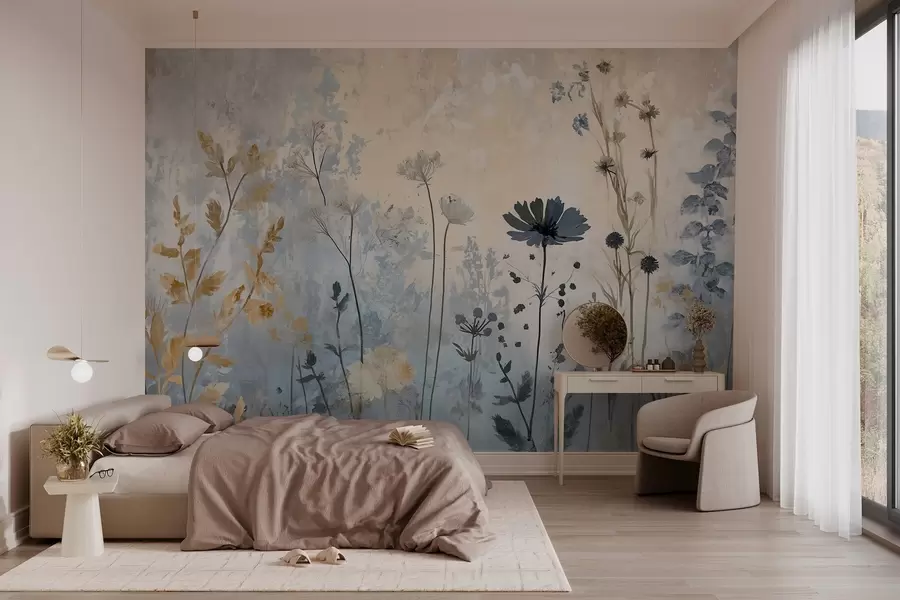 Fototapet Vildblommor på ett abstrakt sätt w03022