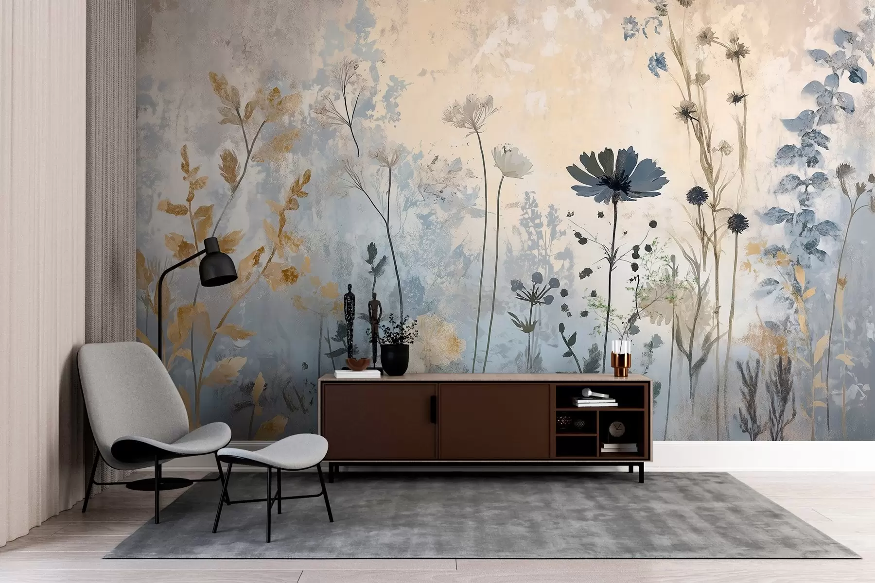 Fototapet Vildblommor på ett abstrakt sätt w03022